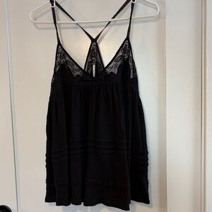 Free People Black Lace Strappy Tank Top